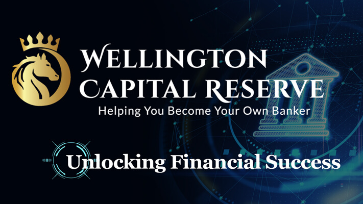 Wellington Capital Reserve logo: Horse crest, bank icon, and tagline "Unlocking Financial Success.